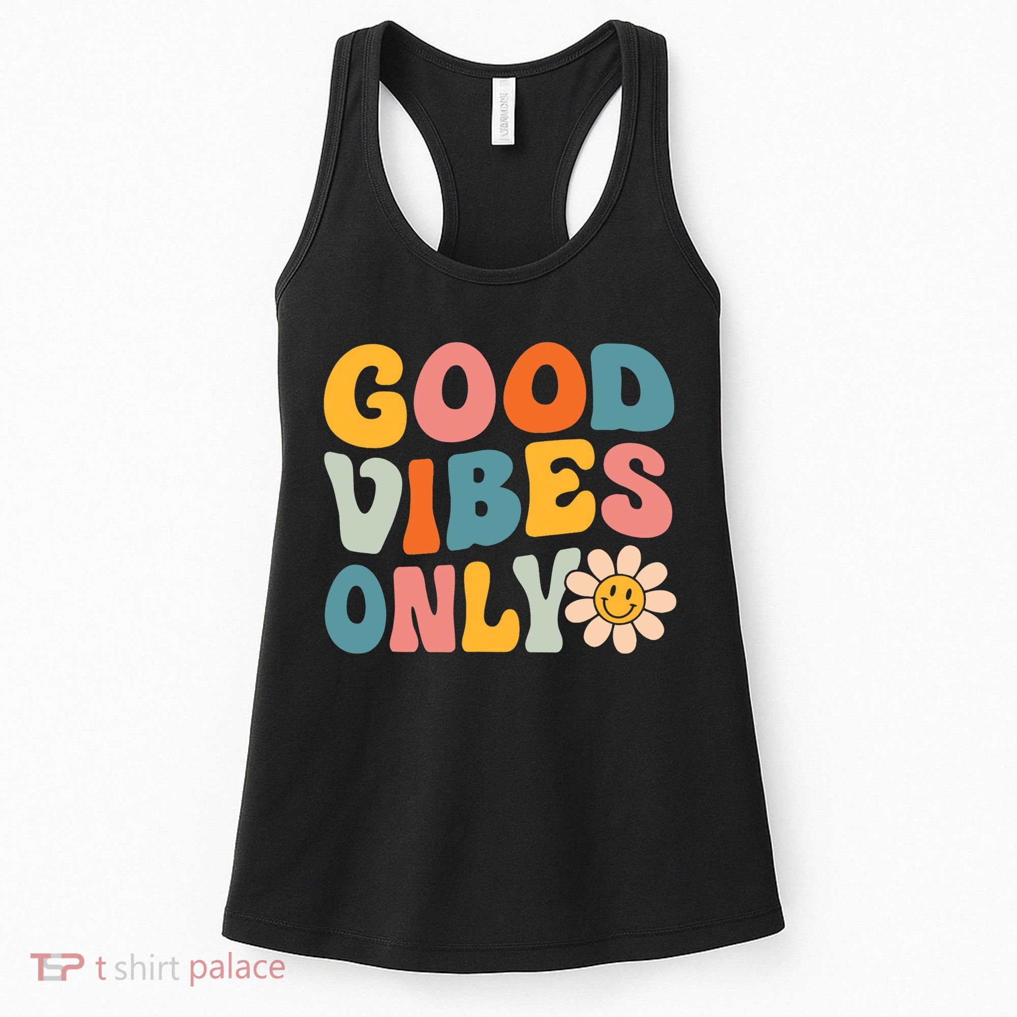 Summer Good Vibes Only Groovy Retro Beach Hawaii Vacation Women's Tank Top