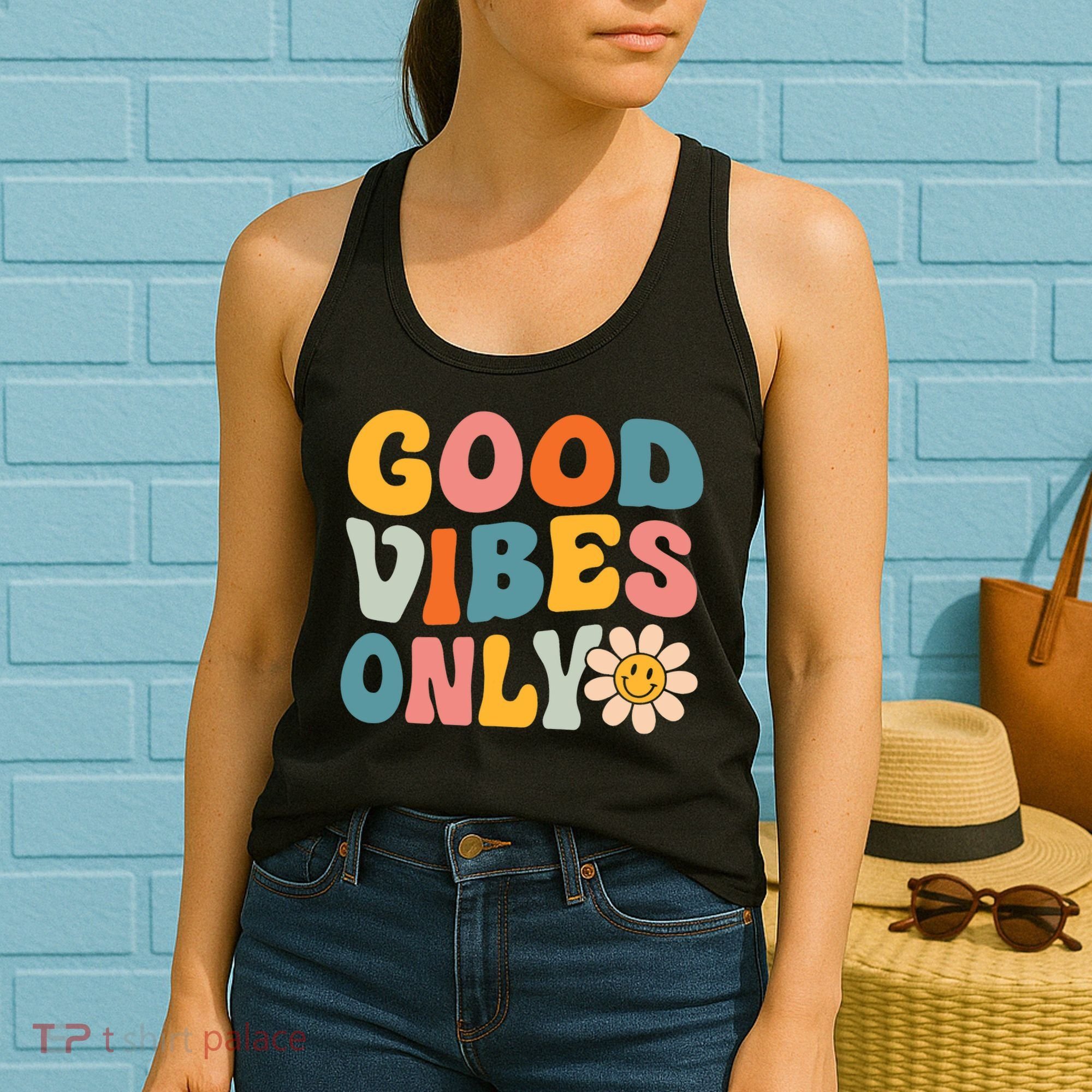 Summer Good Vibes Only Groovy Retro Beach Hawaii Vacation Women's Tank Top