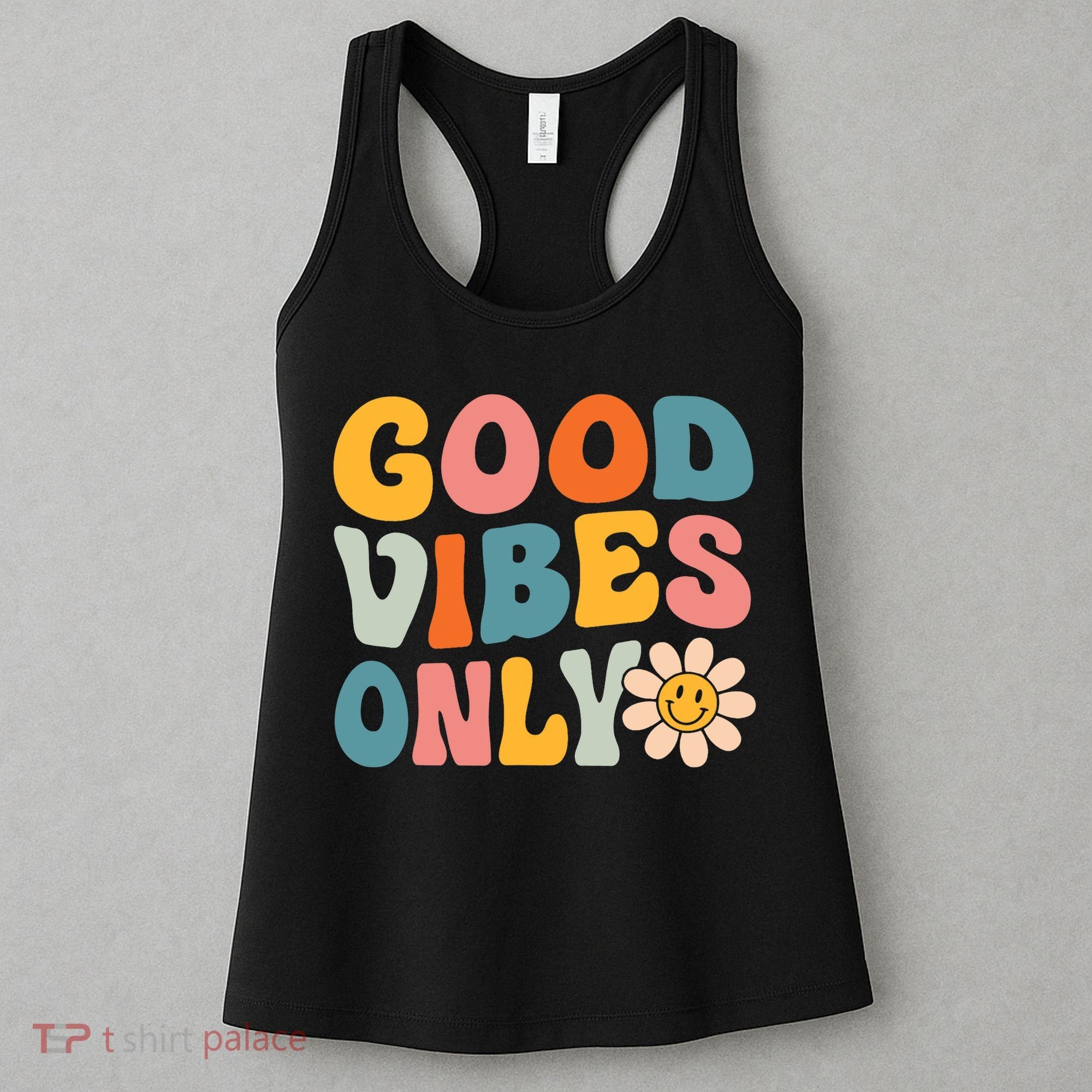 Summer Good Vibes Only Groovy Retro Beach Hawaii Vacation Women's Tank Top