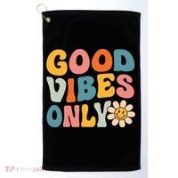 Summer Good Vibes Only Groovy Retro Beach Hawaii Vacation Golf Towel thumb 0