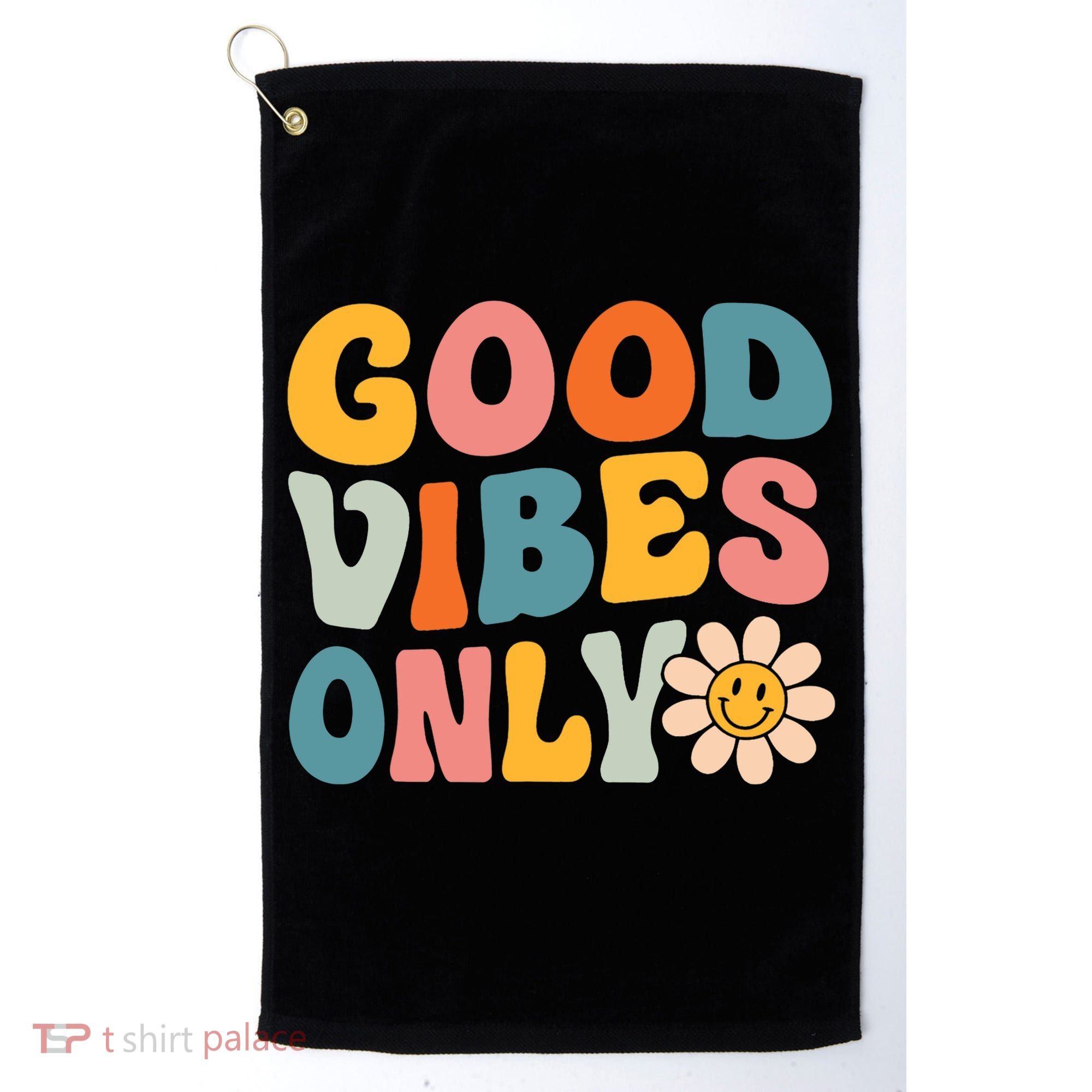 Summer Good Vibes Only Groovy Retro Beach Hawaii Vacation Golf Towel