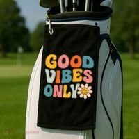 Summer Good Vibes Only Groovy Retro Beach Hawaii Vacation Golf Towel thumb 2