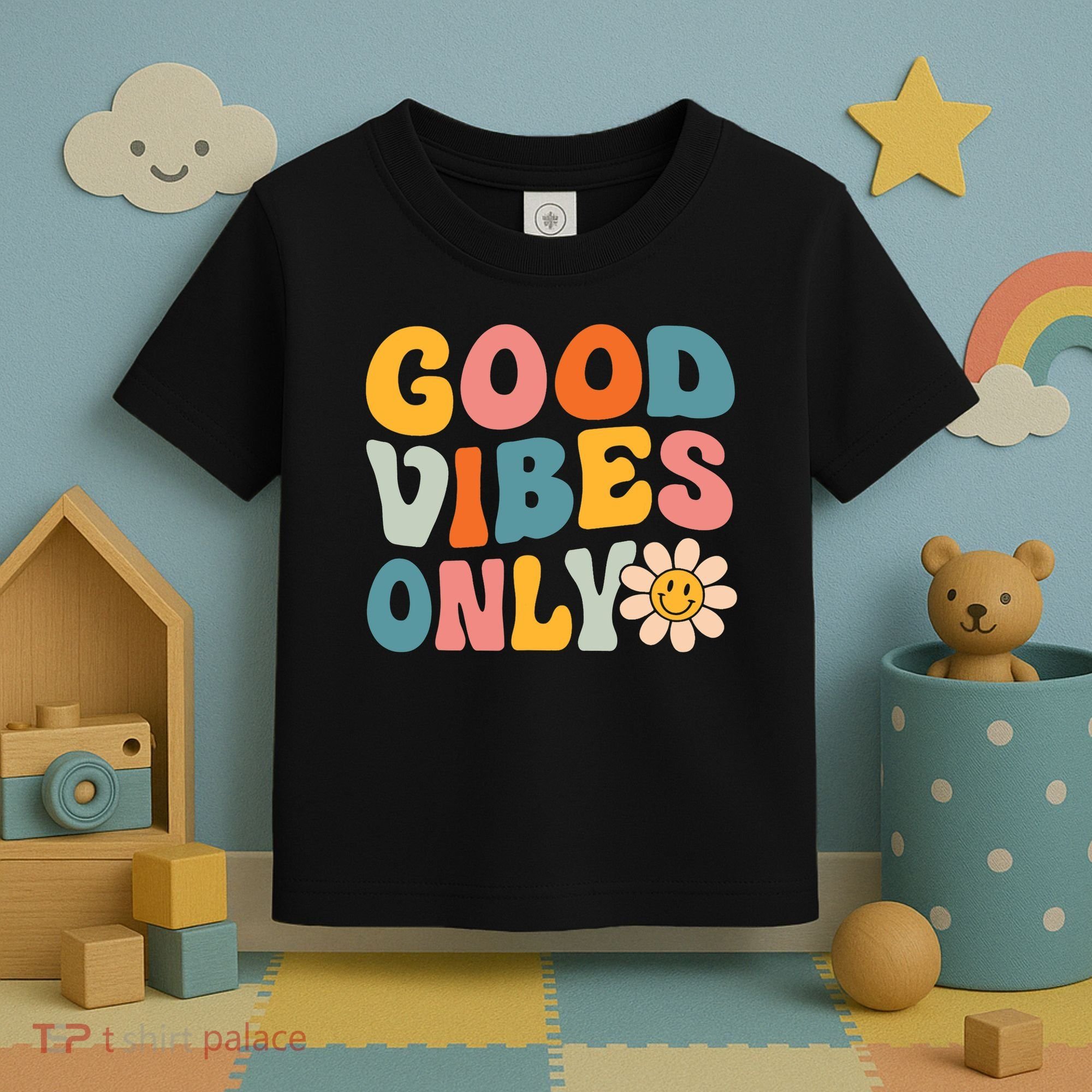 Summer Good Vibes Only Groovy Retro Beach Hawaii Vacation Toddler T-Shirt