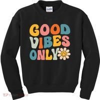 Summer Good Vibes Only Groovy Retro Beach Hawaii Vacation Kids Sweatshirt thumb 0