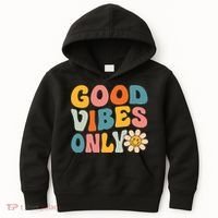Summer Good Vibes Only Groovy Retro Beach Hawaii Vacation Kids Hoodie thumb 0