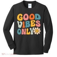 Summer Good Vibes Only Groovy Retro Beach Hawaii Vacation Kids Long Sleeve Shirt thumb 0