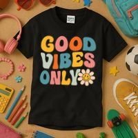 Summer Good Vibes Only Groovy Retro Beach Hawaii Vacation Kids T-Shirt thumb 3
