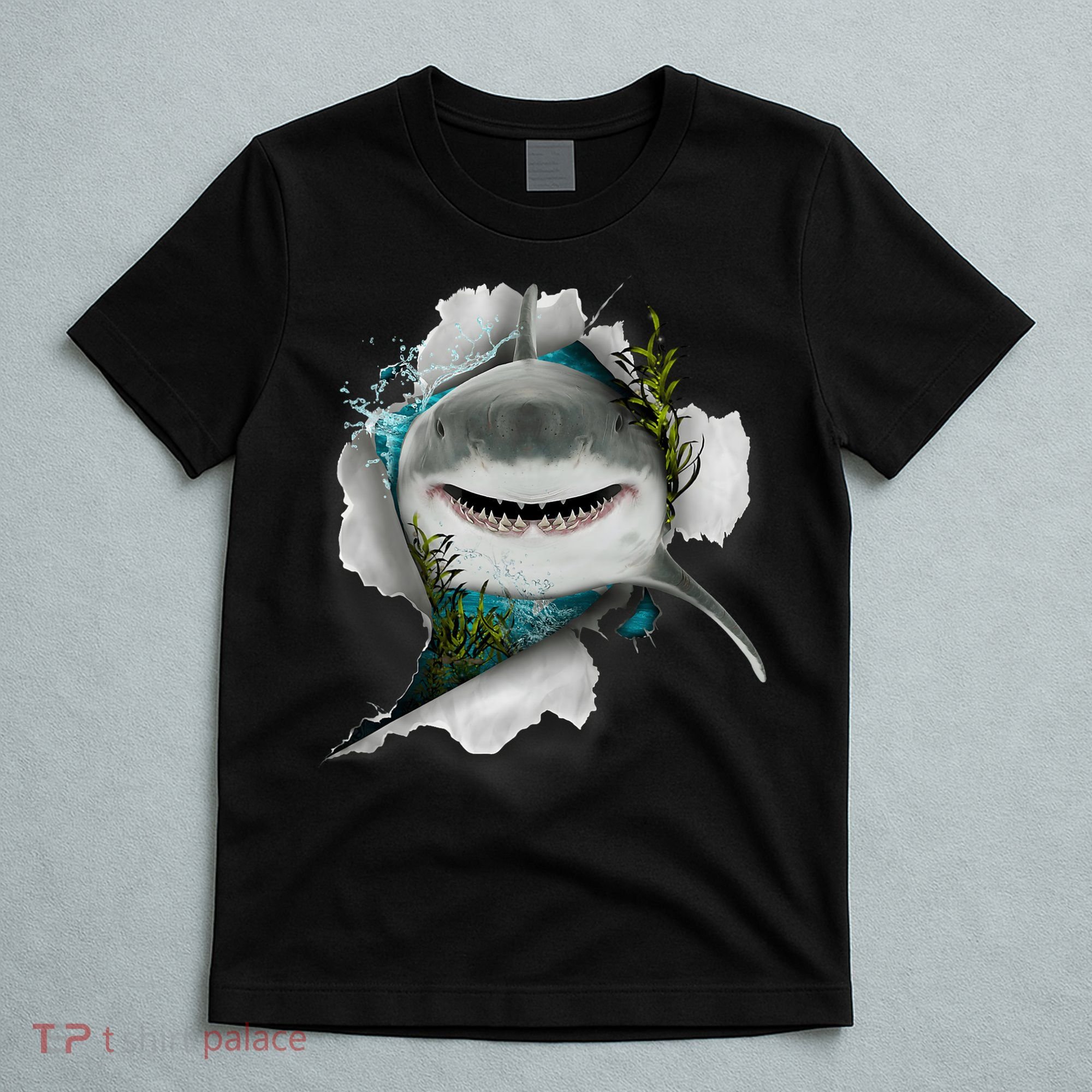 Shark Great White Shark Deep Sea Fishing Funny Shark T-Shirt
