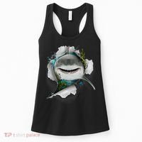 Shark Great White Shark Deep Sea Fishing Funny Shark Women's Tank Top thumb 0