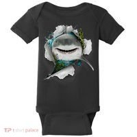 Shark Great White Shark Deep Sea Fishing Funny Shark Baby Bodysuit thumb 0