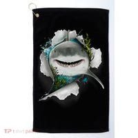 Shark Great White Shark Deep Sea Fishing Funny Shark Golf Towel thumb 0