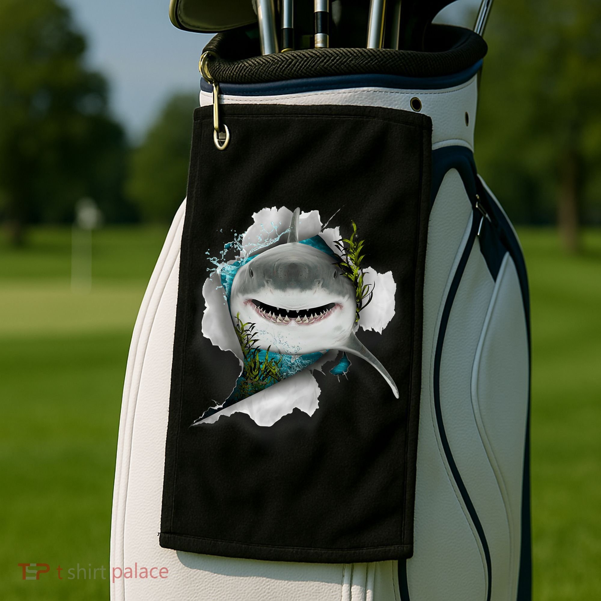 Shark Great White Shark Deep Sea Fishing Funny Shark Golf Towel