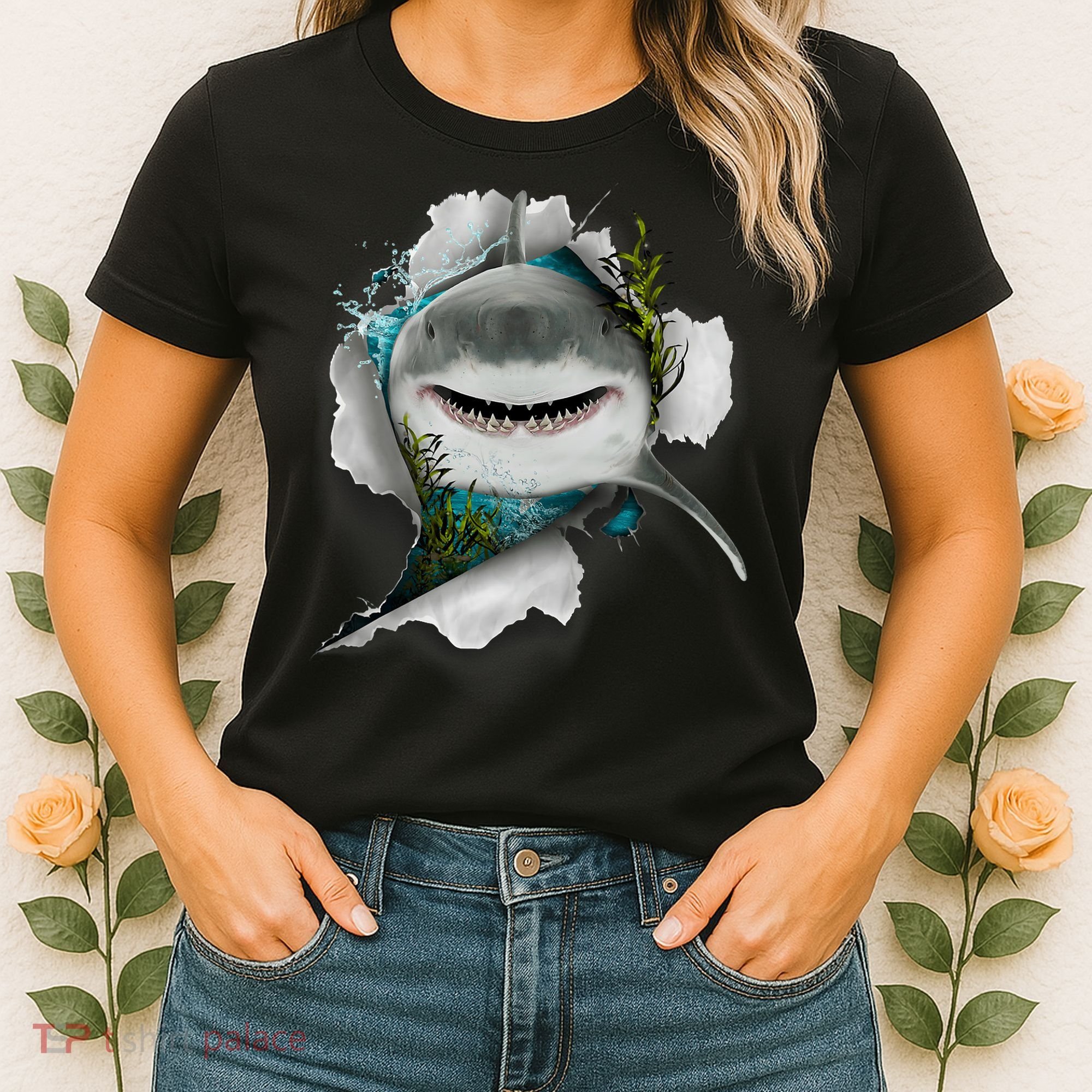 Shark Great White Shark Deep Sea Fishing Funny Shark Women's T-Shirt