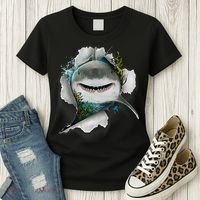 Shark Great White Shark Deep Sea Fishing Funny Shark Women's T-Shirt thumb 3