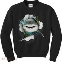 Shark Great White Shark Deep Sea Fishing Funny Shark Kids Sweatshirt thumb 0