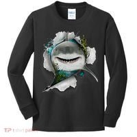 Shark Great White Shark Deep Sea Fishing Funny Shark Kids Long Sleeve Shirt thumb 0