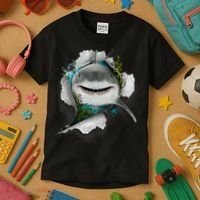 Shark Great White Shark Deep Sea Fishing Funny Shark Kids T-Shirt thumb 3