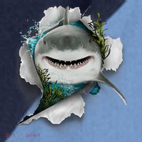 Shark Great White Shark Deep Sea Fishing Funny Shark Raglan Baseball Sleeve Shirt thumb 2