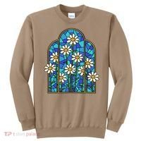 Stained Glass Wildflower Flower Kaleidoscope Church Window Sweatshirt thumb 0
