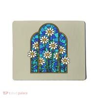 Stained Glass Wildflower Flower Kaleidoscope Church Window Mousepad thumb 0