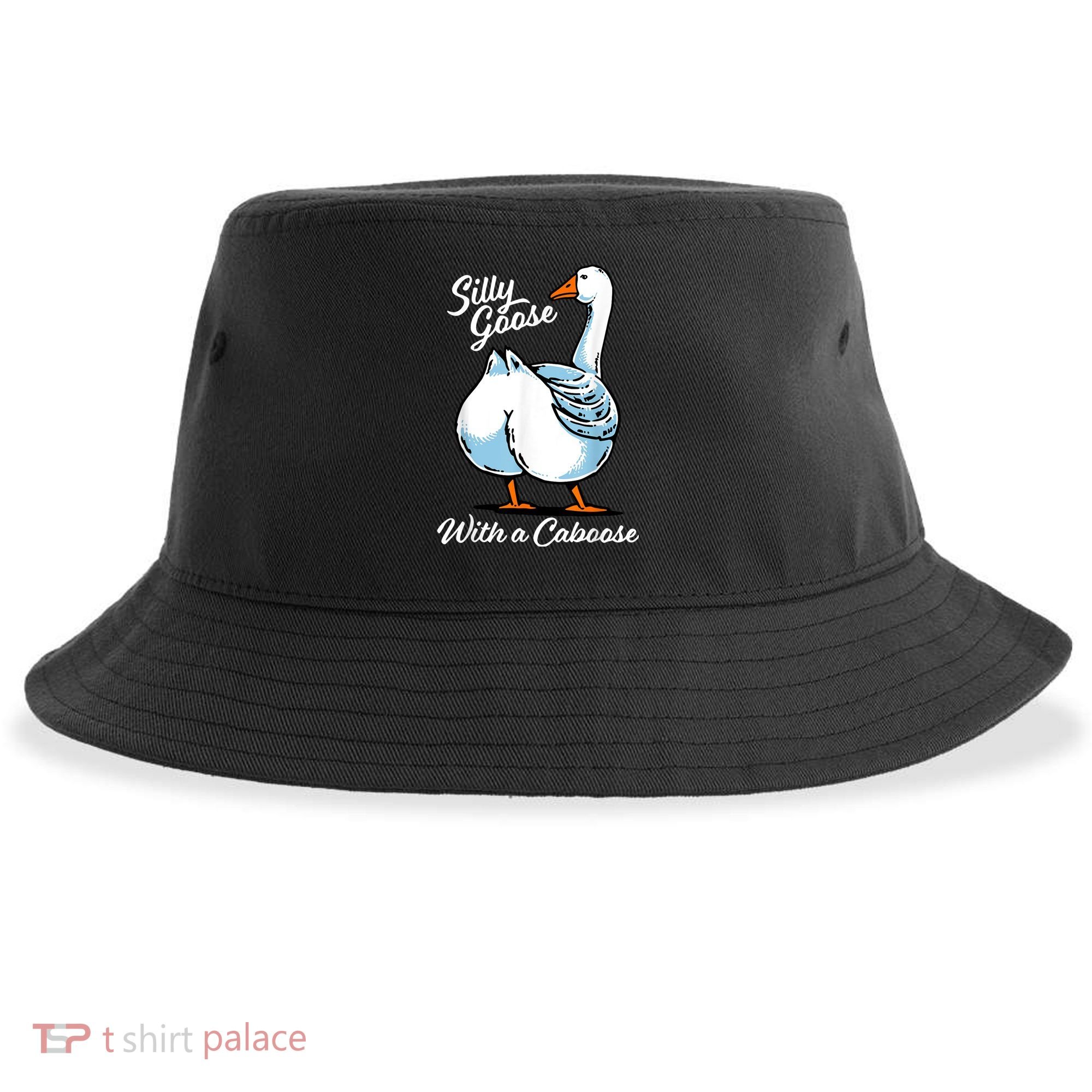 Silly Goose With A Caboose Funny Sustainable Bucket Hat