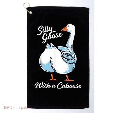 Silly Goose With A Caboose Funny Golf Towel