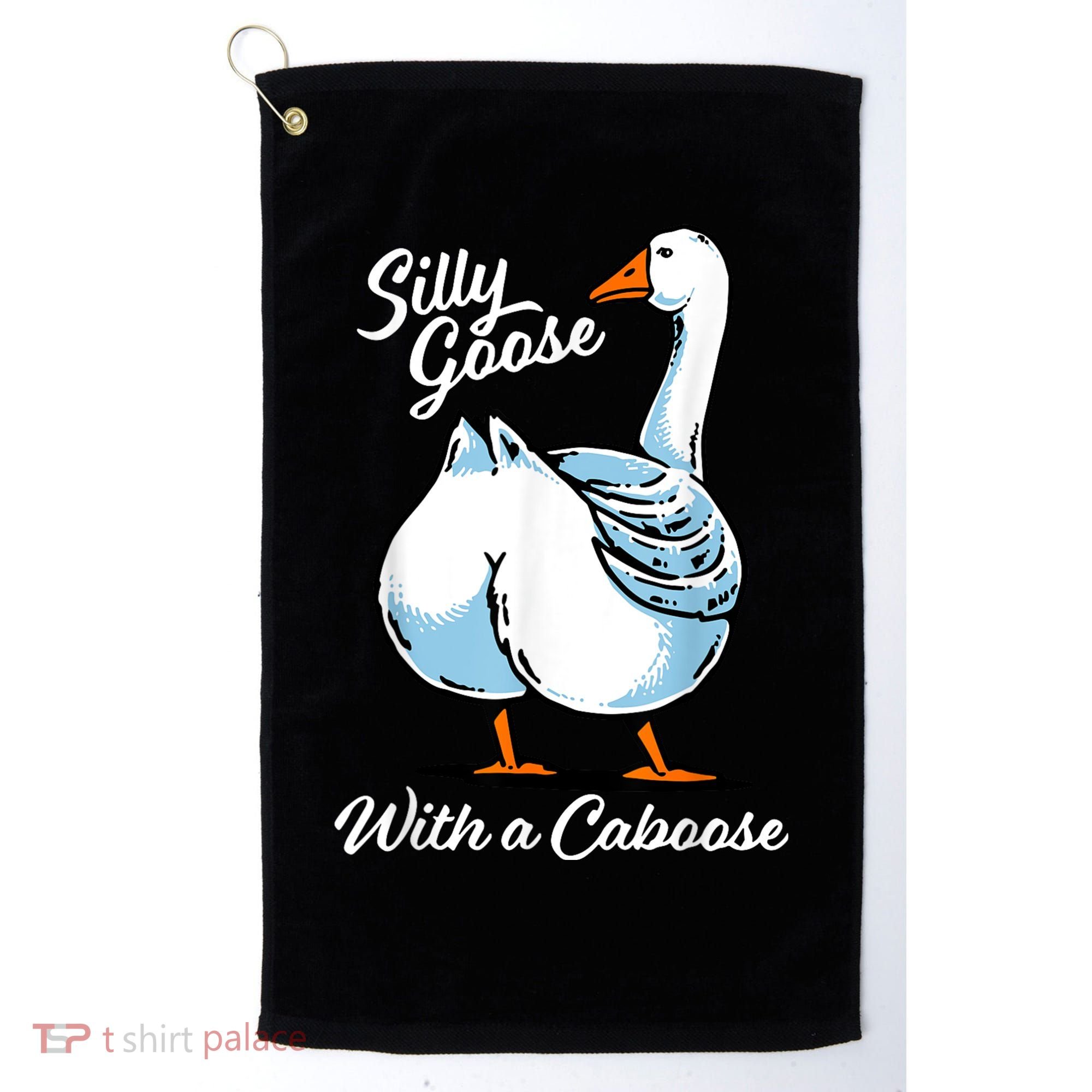 Silly Goose With A Caboose Funny Golf Towel