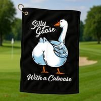 Silly Goose With A Caboose Funny Golf Towel thumb 1