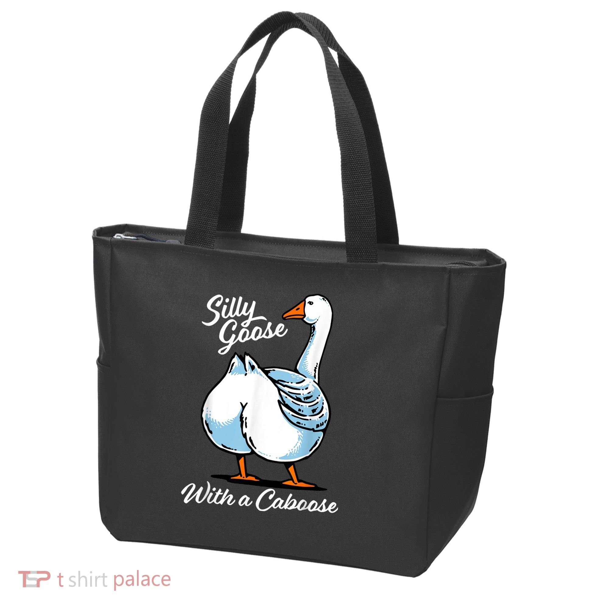 Silly Goose With A Caboose Funny Tote Bag