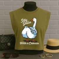Silly Goose With A Caboose Funny Garment-Dyed Women's Muscle Tee thumb 3