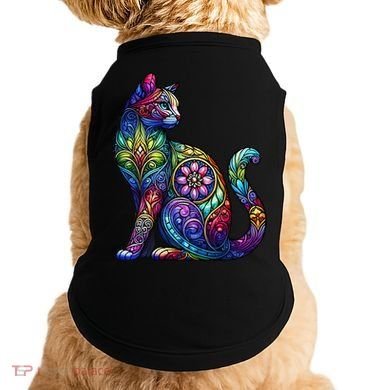 Stained Glass Window Cat Art Doggie Tank