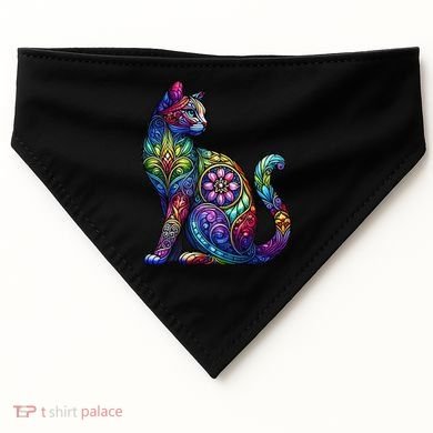 Stained Glass Window Cat Art USA-Made Doggie Bandana