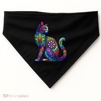 Stained Glass Window Cat Art USA-Made Doggie Bandana thumb 0