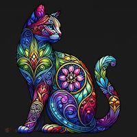 Stained Glass Window Cat Art Backpack thumb 2