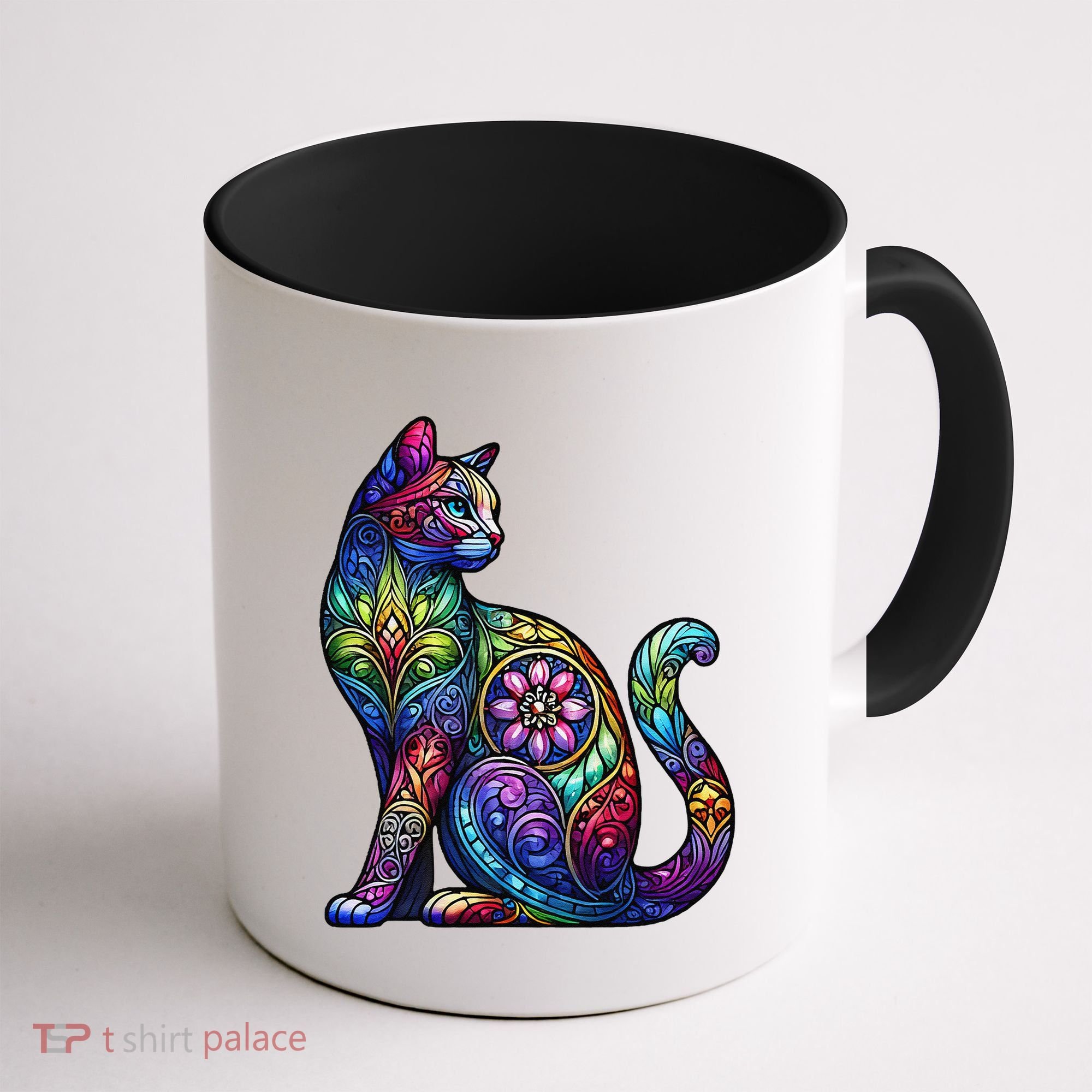 Stained Glass Window Cat Art Coffee Mug