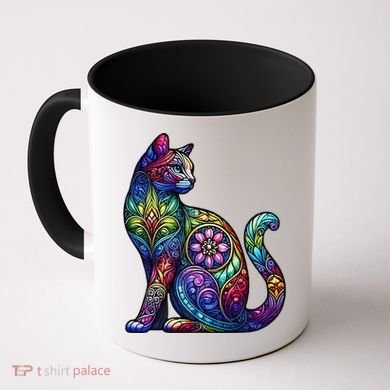 Stained Glass Window Cat Art Coffee Mug