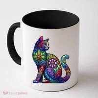 Stained Glass Window Cat Art Coffee Mug thumb 0
