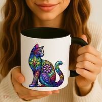 Stained Glass Window Cat Art Coffee Mug thumb 3