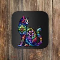 Stained Glass Window Cat Art Coaster thumb 0