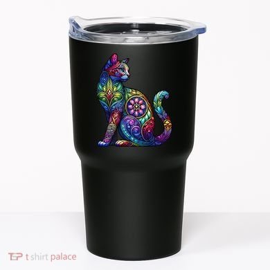 Stained Glass Window Cat Art Tumbler