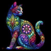 Stained Glass Window Cat Art Ornament thumb 1