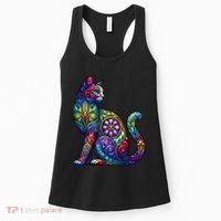 Stained Glass Window Cat Art Women's Tank Top thumb 0