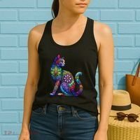 Stained Glass Window Cat Art Women's Tank Top thumb 2