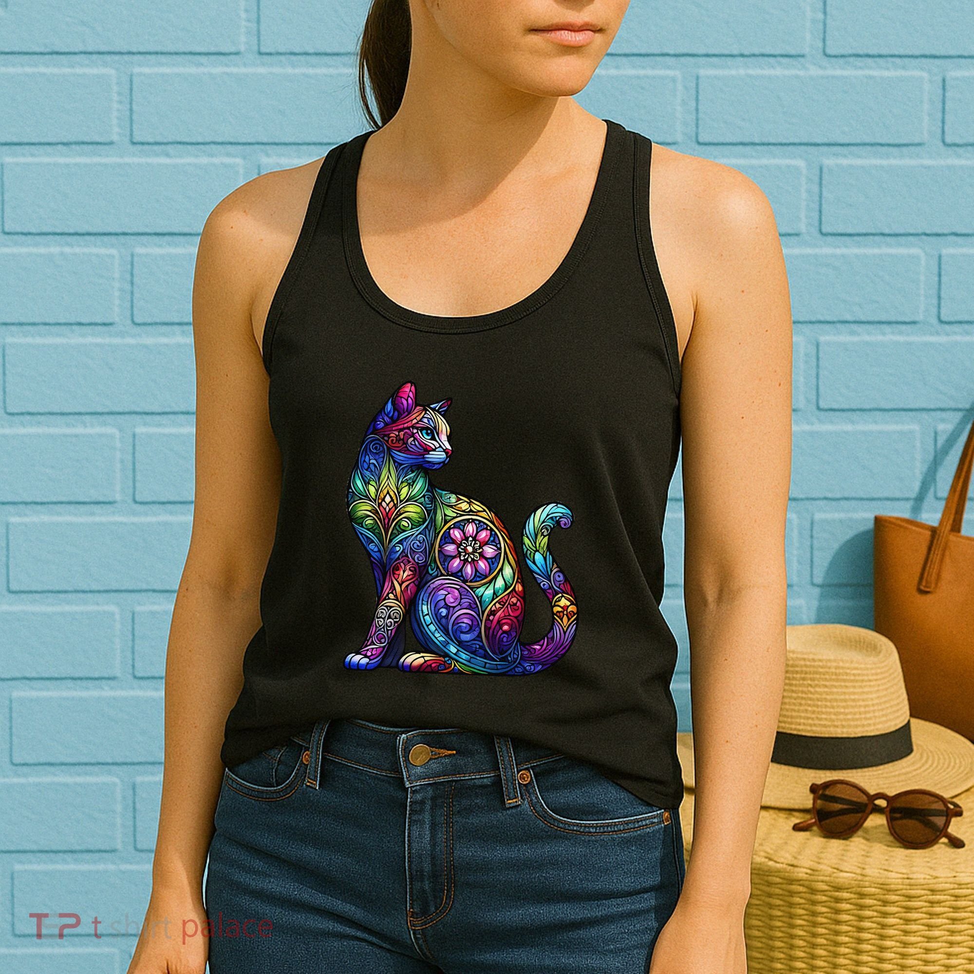 Stained Glass Window Cat Art Women's Tank Top