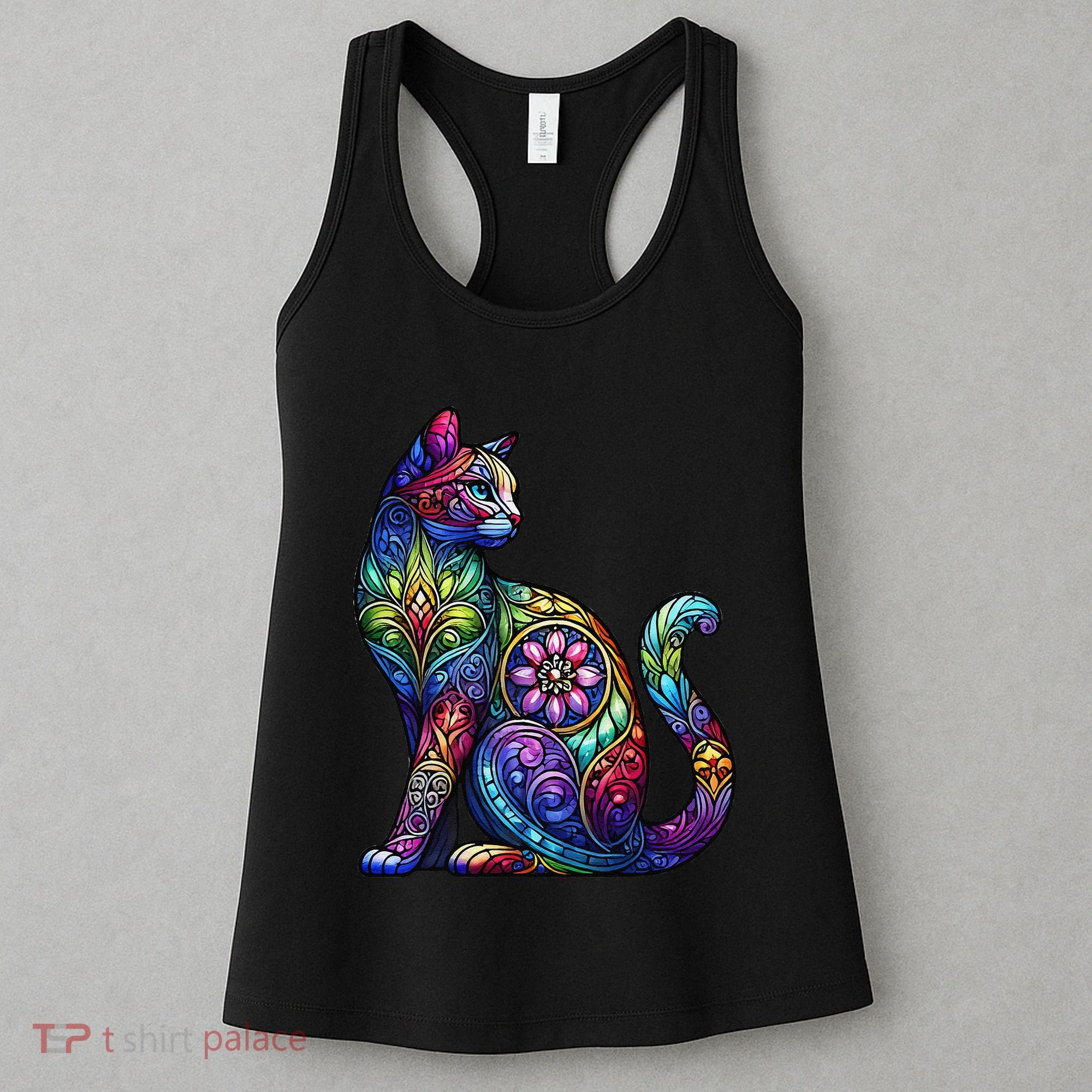 Stained Glass Window Cat Art Women's Tank Top