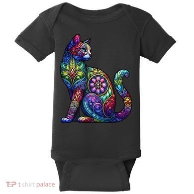 Stained Glass Window Cat Art Baby Bodysuit