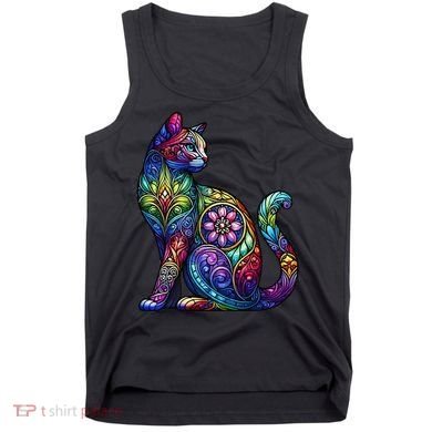 Stained Glass Window Cat Art Tank Top
