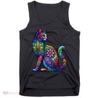 Stained Glass Window Cat Art Tank Top thumb 0
