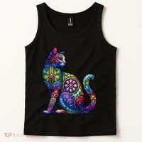 Stained Glass Window Cat Art Tank Top thumb 2