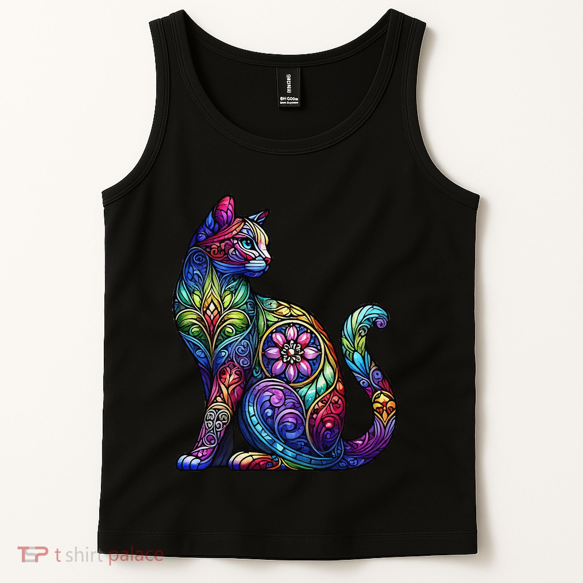 Stained Glass Window Cat Art Tank Top
